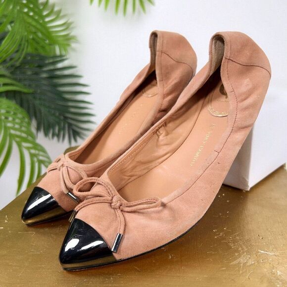 Women's Vince Camuto Nude Suede Leather Cap Toe Ballet Flats / Size: 7 - Picture 2 of 8